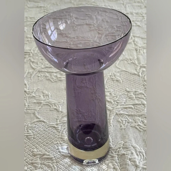 Vtg Krosno Poland Hand Blown Purple Candle Holder Or Vase Suspended Bubble - Picture 10 of 10